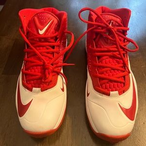 Nike Zoom red & white mid football cleats 12